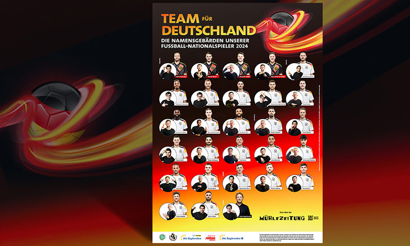 Poster zur EM 2024: Deutsche Nationalspieler in Gebärdensprache